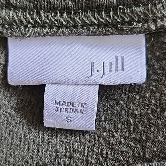 J Jill Women Textured Sweatshirt Green Kangaroo Pocket Round Neck Pullover Sz S - Picture 7 of 11